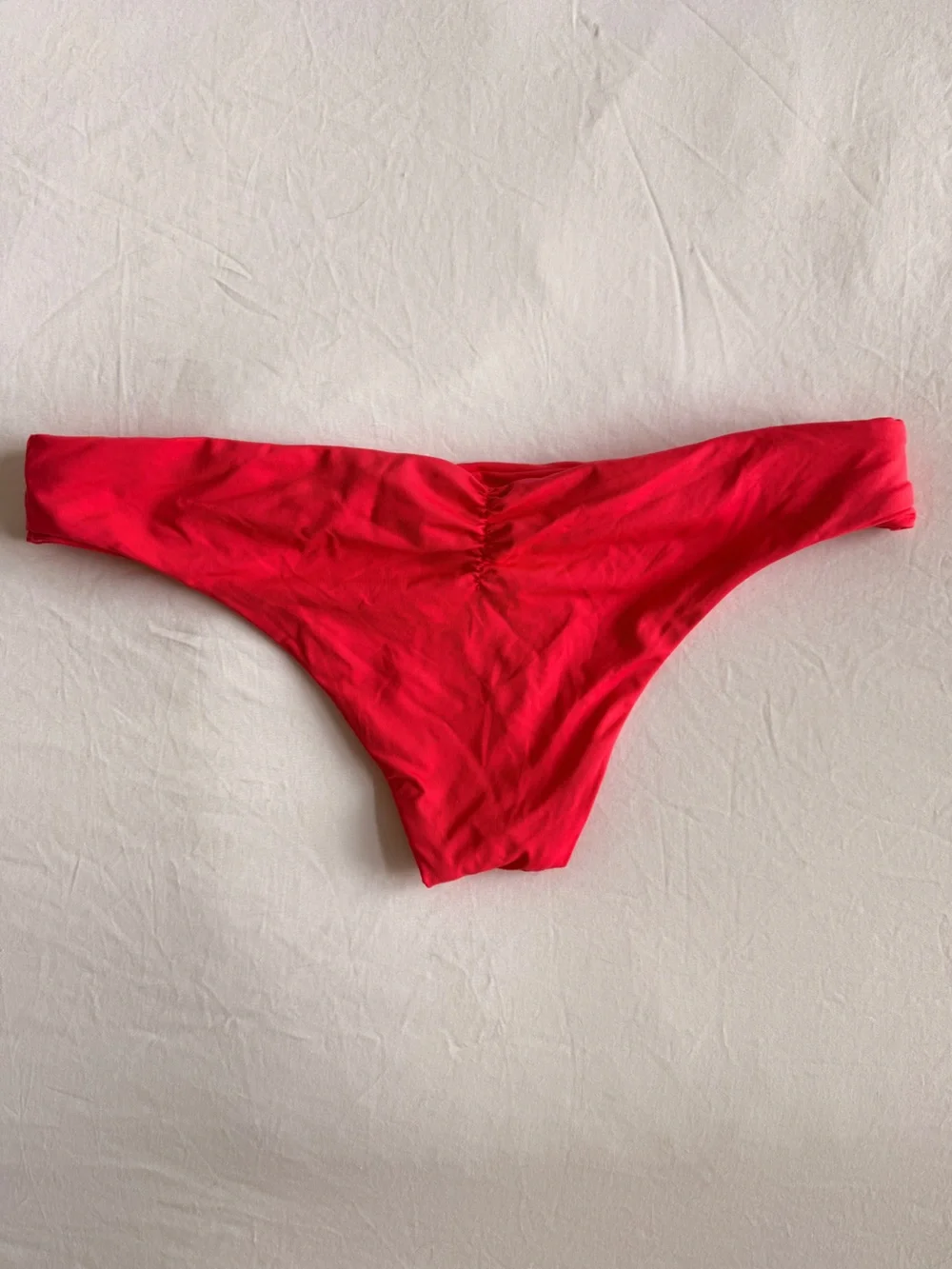 l*space Red Bikini Bottom - Low Rise Ruched Sides
